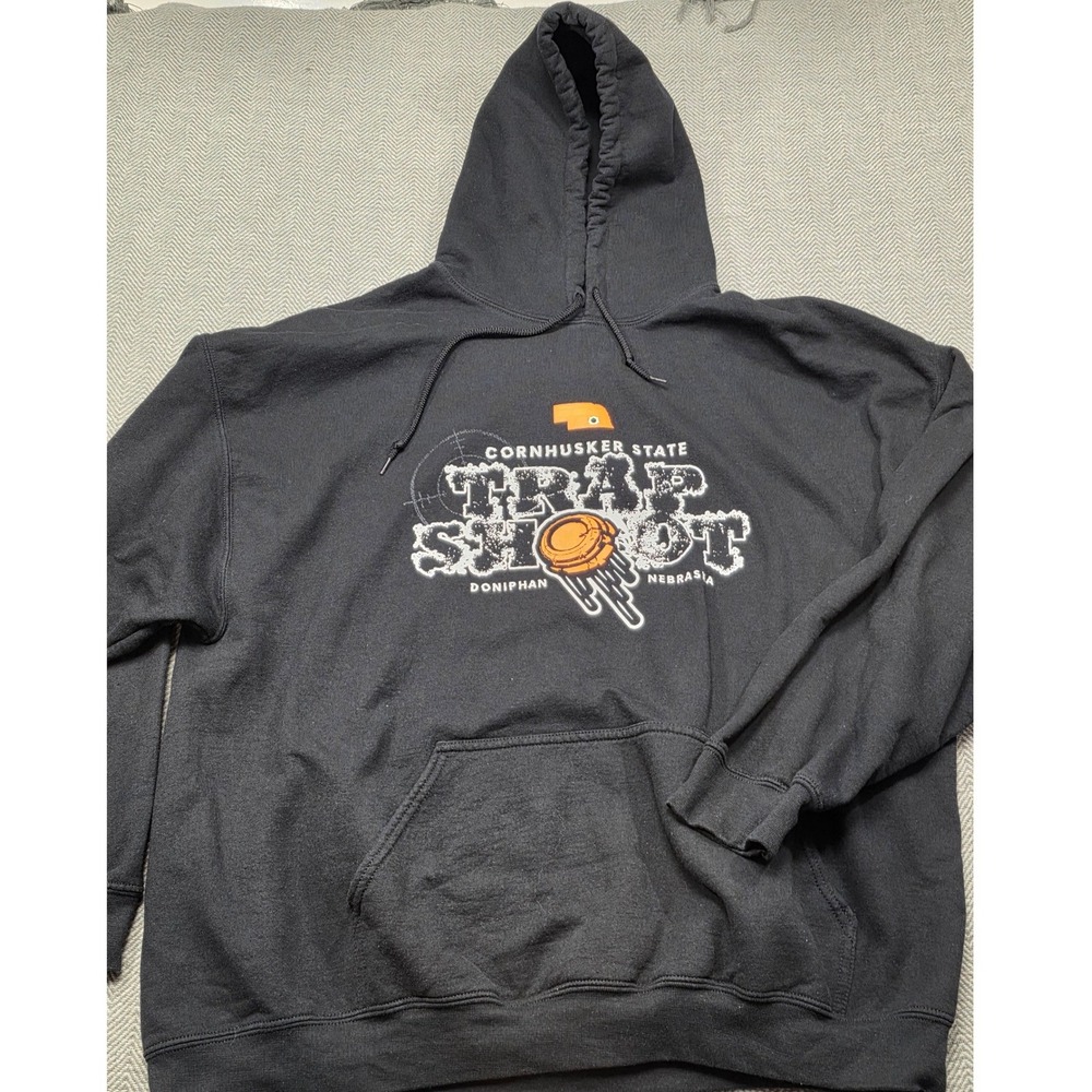 Gildan Heavy Blend Mens 2XL Black Trap Shoot Nebraska Hoodie‎ Sweatshirt